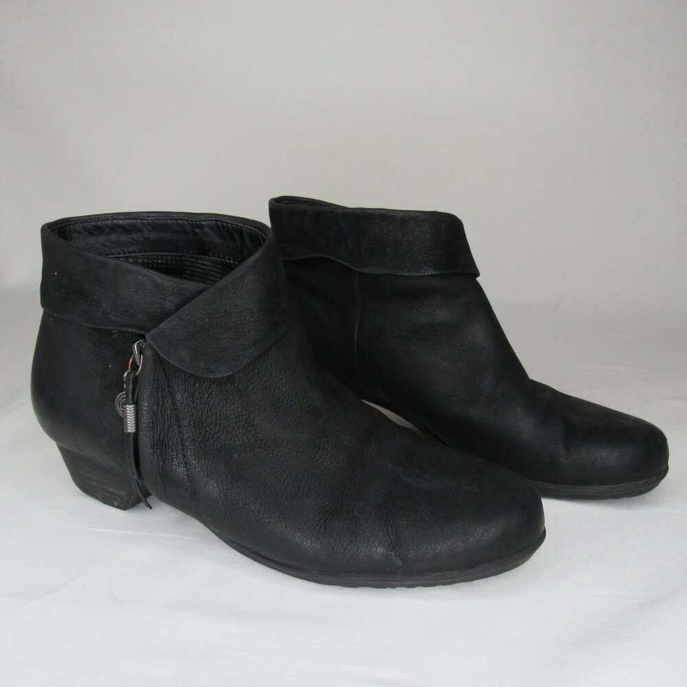 Abeo Black Leather MILA Ankle Boots Bootie Women's 8 - Picture 7 of 10